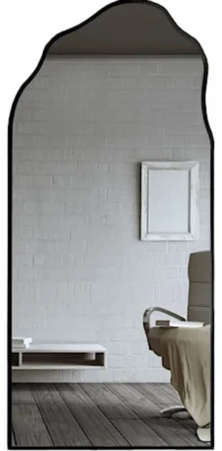 Lustro ścienne Auro 155x90 cm półowalne w czarnej ramie