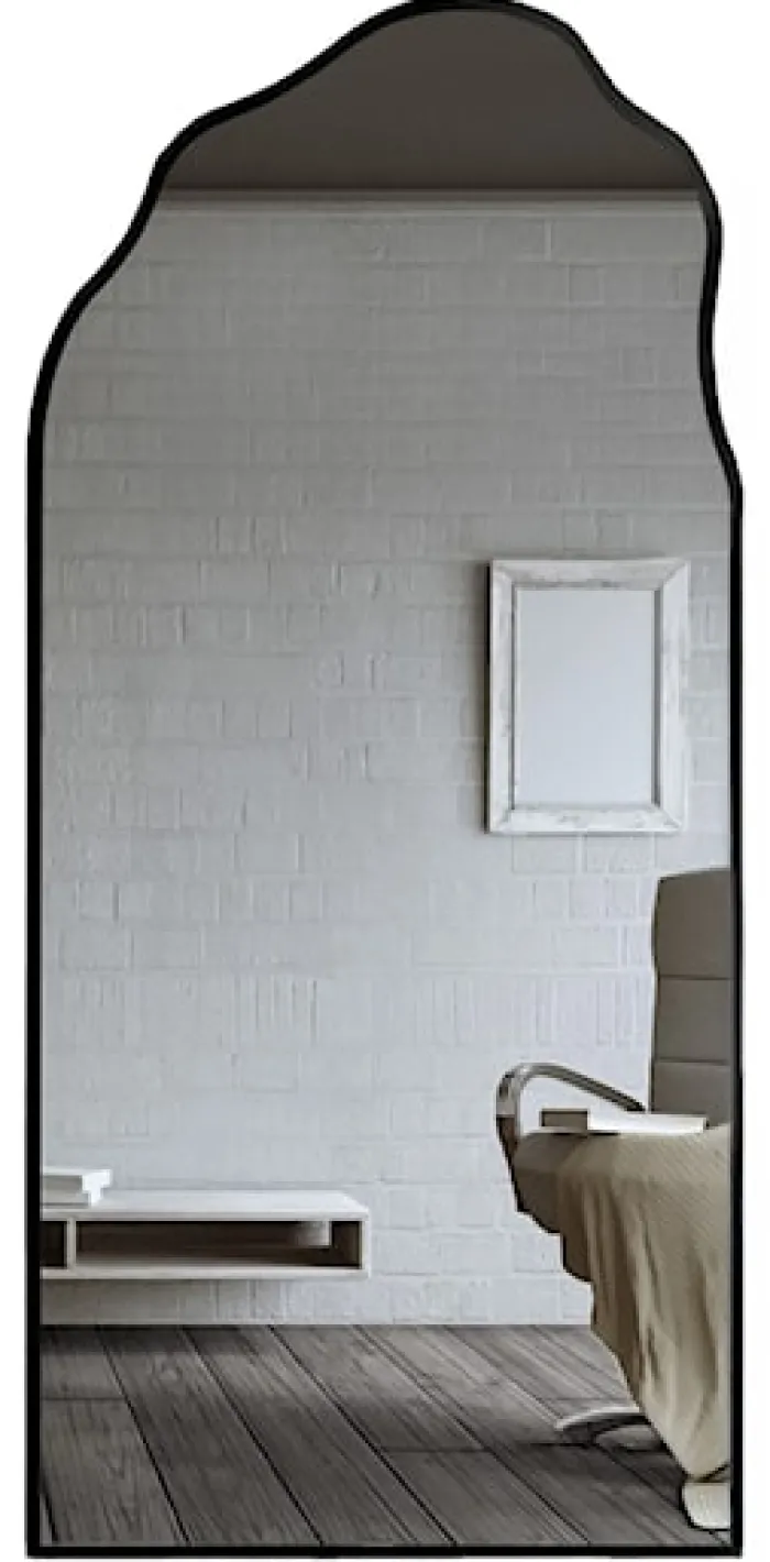 Lustro ścienne Auro 155x90 cm półowalne w czarnej ramie