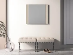 Lustro ścienne Caletto 56x65 cm ozdobne lamele beżowe