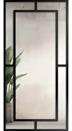 Lustro ścienne Gloria 180x80 cm ze szprosami w czarnej ramie