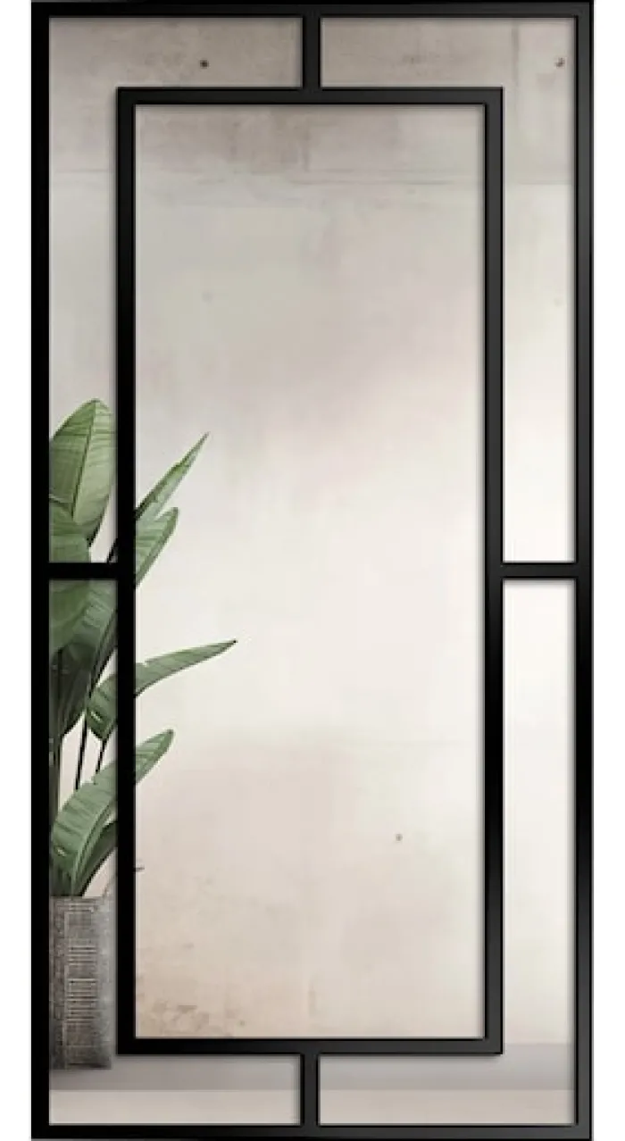 Lustro ścienne Gloria 180x80 cm ze szprosami w czarnej ramie
