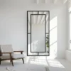Lustro ścienne Gloria 150x90 cm ze szprosami w czarnej ramie