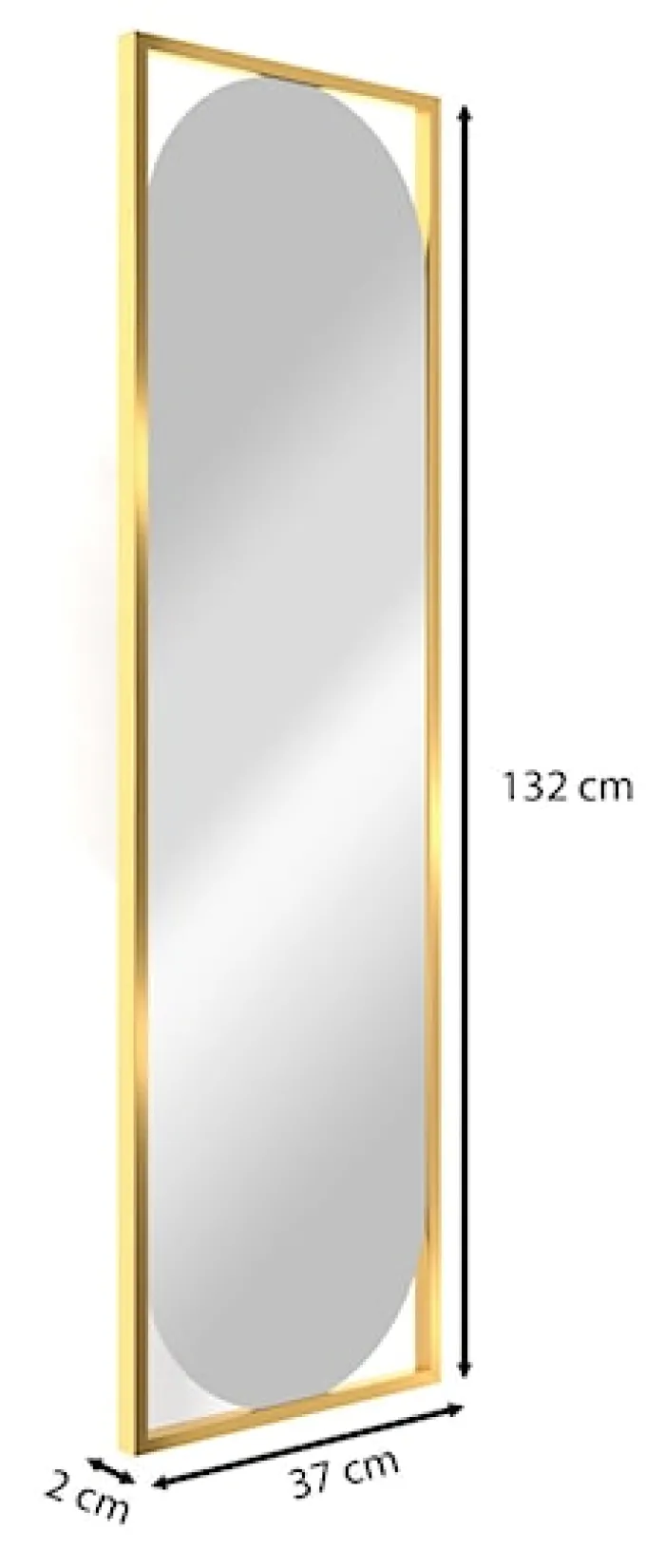 Lustro ścienne Thelmen 132x37 cm w złotej ramie