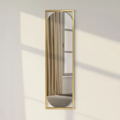 Lustro ścienne Thelmen 132x37 cm w złotej ramie