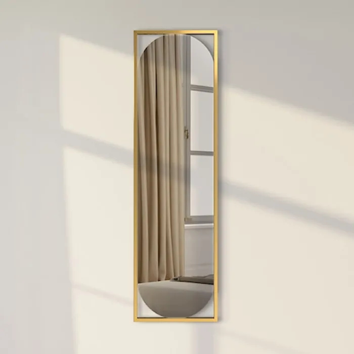 Lustro ścienne Thelmen 132x37 cm w złotej ramie