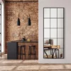 Lustro ścienne Villary 150x60 cm ze szprosami małe kwatery czarne