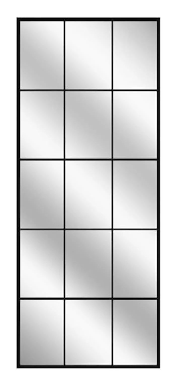 Lustro ścienne Villary 150x60 cm ze szprosami małe kwatery czarne