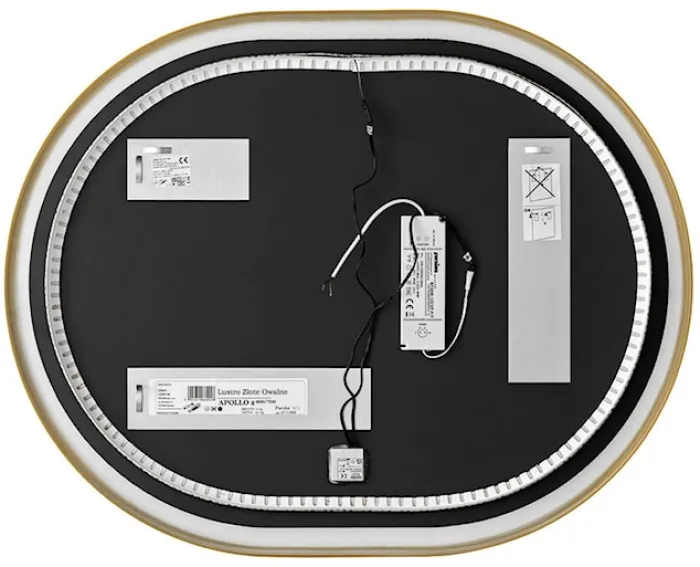 Lustro z oświetleniem LED Olimmi 90x70 cm w złotej ramie