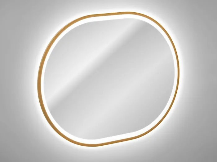 Lustro z oświetleniem LED Olimmi 90x70 cm w złotej ramie