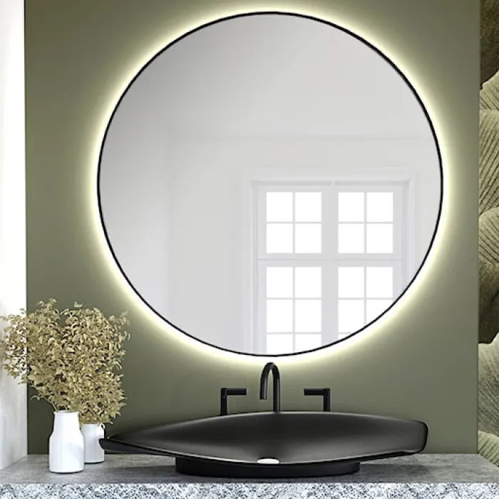 Lustro z podświetleniem led Bright Premium średnica 100 cm czarne/ neutralna barwa światła