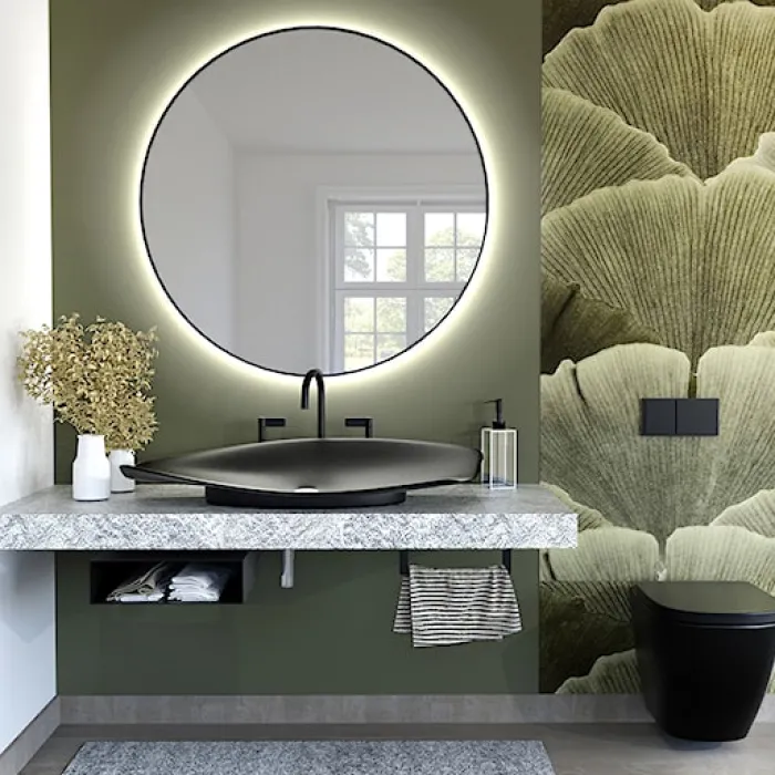 Lustro z podświetleniem led Bright Premium średnica 100 cm czarne/ neutralna barwa światła