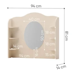 Nadstawka do biurka Story z lustrem i półkami 94 cm beż piaskowy