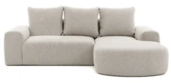Narożnik modułowy Castellina L-kształtny 255 cm mniejszy ciemnobeżowy w tkaninie boucle prawostronny