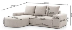 Narożnik modułowy Castellina L-kształtny 255 cm mniejszy ciemnobeżowy w tkaninie boucle lewostronny
