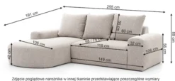 Narożnik modułowy Castellina L-kształtny 255 cm mniejszy szary w tkaninie boucle lewostronny
