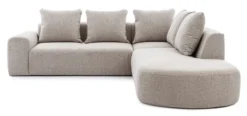 Narożnik modułowy Castellina L-kształtny 255 cm większy ciemnobeżowy w tkaninie boucle prawostronny