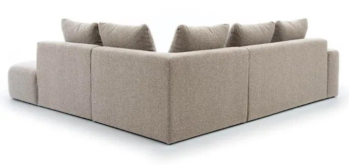 Narożnik modułowy Castellina L-kształtny 255 cm większy ciemnobeżowy w tkaninie boucle prawostronny