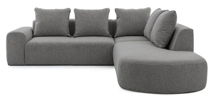 Narożnik modułowy Castellina L-kształtny 255 cm większy ciemnoszary w tkaninie boucle prawostronny