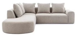 Narożnik modułowy Castellina L-kształtny 255 cm większy ciemnobeżowy w tkaninie boucle lewostronny
