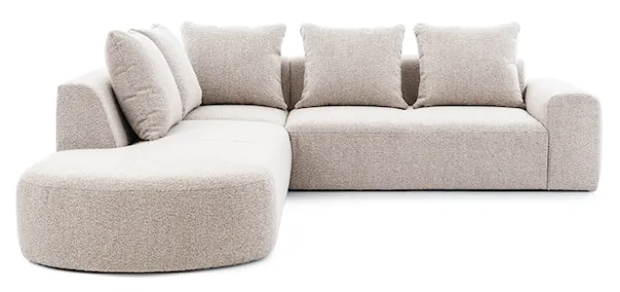 Narożnik modułowy Castellina L-kształtny 255 cm większy beżowy w tkaninie boucle lewostronny