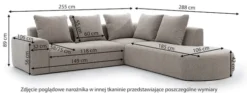 Narożnik modułowy Castellina L-kształtny 255 cm większy jasnoszary w tkaninie boucle lewostronny