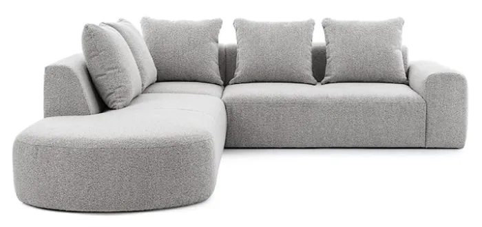 Narożnik modułowy Castellina L-kształtny 255 cm większy szary w tkaninie boucle lewostronny