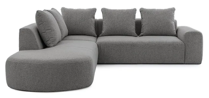 Narożnik modułowy Castellina L-kształtny 255 cm większy ciemnoszary w tkaninie boucle lewostronny