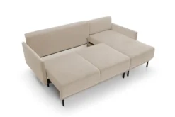 Narożnik rozkładany Hamiel L-kształtny z pojemnikiem uniwersalny jasnobeżowy velvet hydrofobowy