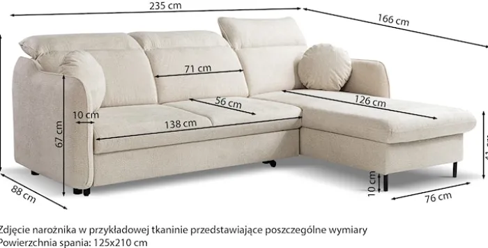 Narożnik z funkcją spania Belvo L-kształtny prawostronny z regulowanymi zagłówkami i pojemnikiem grafitowy szenil hydrofobowy łatwoczyszczący