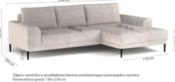Narożnik z funkcją spania Capitol L-kształtny z pojemnikiem beżowy sztruks prawostronny