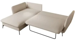 Narożnik z funkcją spania Castilio L-kształtny z pojemnikiem jasnobeżowy szenil hydrofobowy lewostronny