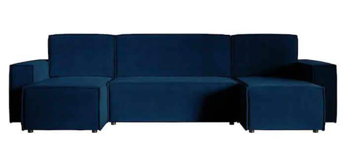 Narożnik z funkcją spania Copertino U-kształtny z pojemnikiem uniwersalny granatowy welur hydrofobowy
