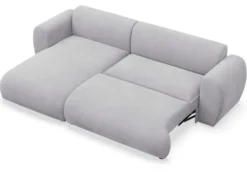 Narożnik z funkcją spania Emia L-kształtny lewostronny szary szenil