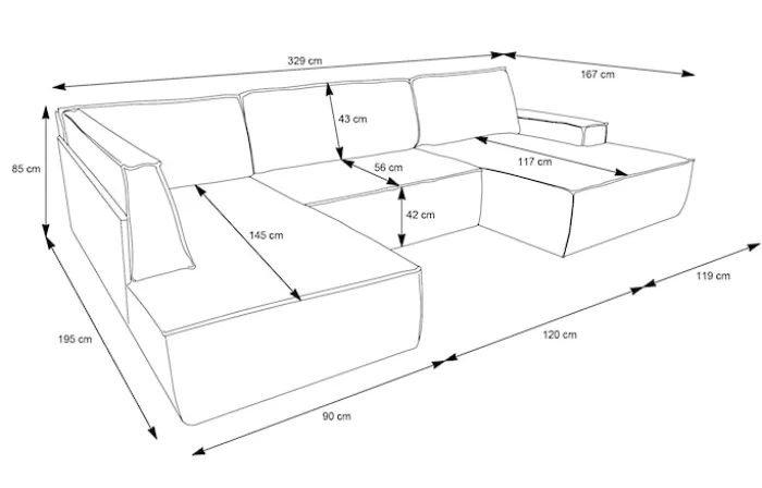Narożnik z funkcją spania Farese New U-kształtny z pojemnikiem prawostronny zielony sztruks