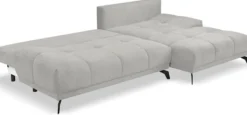 Narożnik z funkcją spania Felipe L-kształtny prawostronny z pojemnikiem jasnoszary szenil hydrofobowy