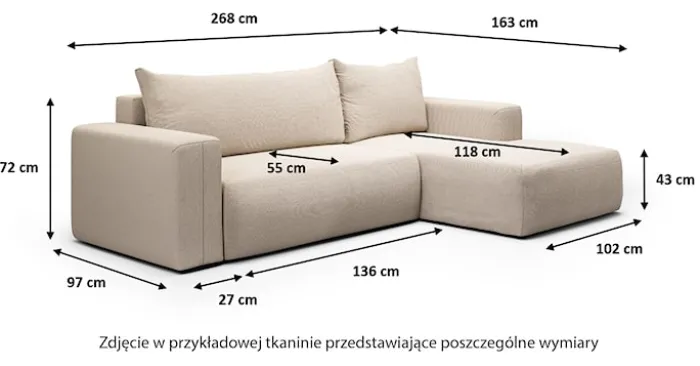 Narożnik z funkcją spania Lummi L-kształtny z pojemnikiem oliwkowy szenil hydrofobowy lewostronny