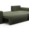 Narożnik z funkcją spania Lummi L-kształtny z pojemnikiem oliwkowy szenil hydrofobowy prawostronny