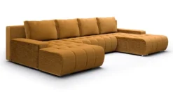 Narożnik z funkcją spania Magliano U-kształtny musztardowy sztruks