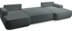 Narożnik z funkcją spania Mollaro U-kształtny uniwersalny z pojemnikiem szary boucle
