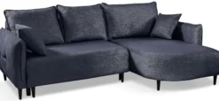 Narożnik z funkcją spania Oblivio mini L-kształtny prawostronny z pojemnikiem granatowy plecionka