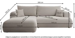 Narożnik z funkcją spania Ovo L-kształtny jasnobeżowa plecionka prawostronny