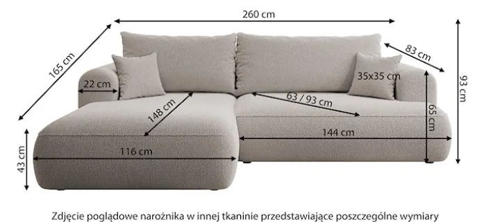 Narożnik z funkcją spania Ovo L-kształtny granatowy welur z pojemnikiem w tkaninie łatwoczyszczącej lewostronny