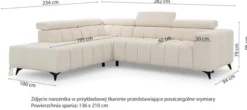 Narożnik z funkcją spania Ragussino L-kształtny z boczkiem i regulowanymi zagłówkami kremowy szenil lewostronny