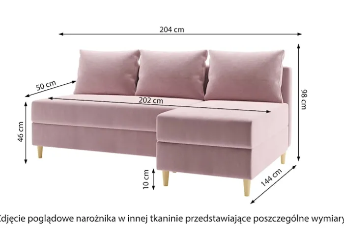 Narożnik z funkcją spania Suspla L-kształtny z pojemnikiem uniwersalny granatowy