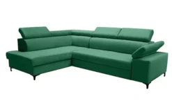 Narożnik z funkcją spania Tazzola L-kształtny z pojemnikiem zielony lewostronny