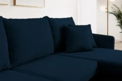 Narożnik z funkcją spania Volio granatowy velvet hydrofobowy nogi czarne