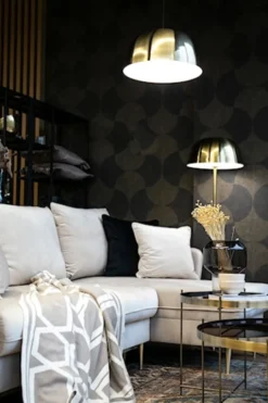 Narożnik z funkcją spania Volio beżowy velvet hydrofobowy nogi złote