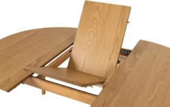 Okrągły stół do jadalni Elisma rozkładany dąb na drewnianych nogach 115-154 cm
