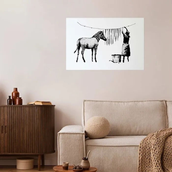 Plakat Banksy Pranie zebry 90x60 cm
