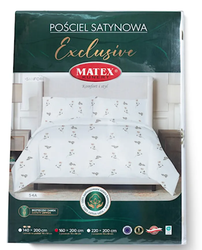 Pościel satynowa Exclusive delikatna łąka 200x140 cm z poszewką na poduszkę 90x70cm
